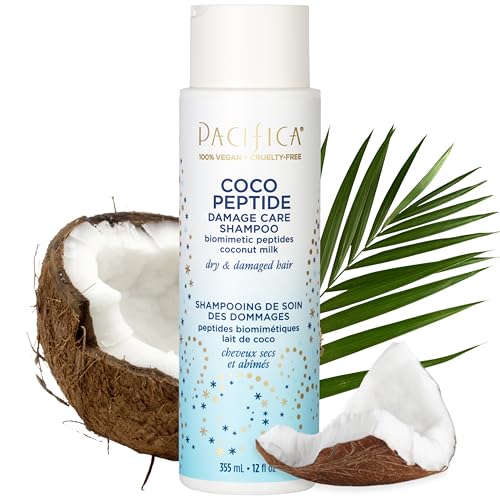 Pacifica Coco Peptide Damage Care Shampoo – Repairing Sulfate-Free Shampoo for Damaged Hair, Split Ends & Breakage, w/Collagen & Peptides Silicone-Free Clean Vegan & Cruelty-Free Dermatologist Tested - Image 1