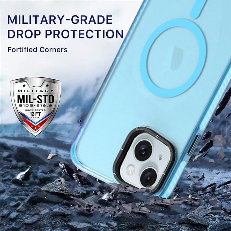 Mobistyle Silicone Designed For iPhone 15 Case, Compatible With Magsafe, Military Grade Drop Protective, Translucent Matte Back Cover Case For iPhone 15 6.1'' (Blue) - Image 2
