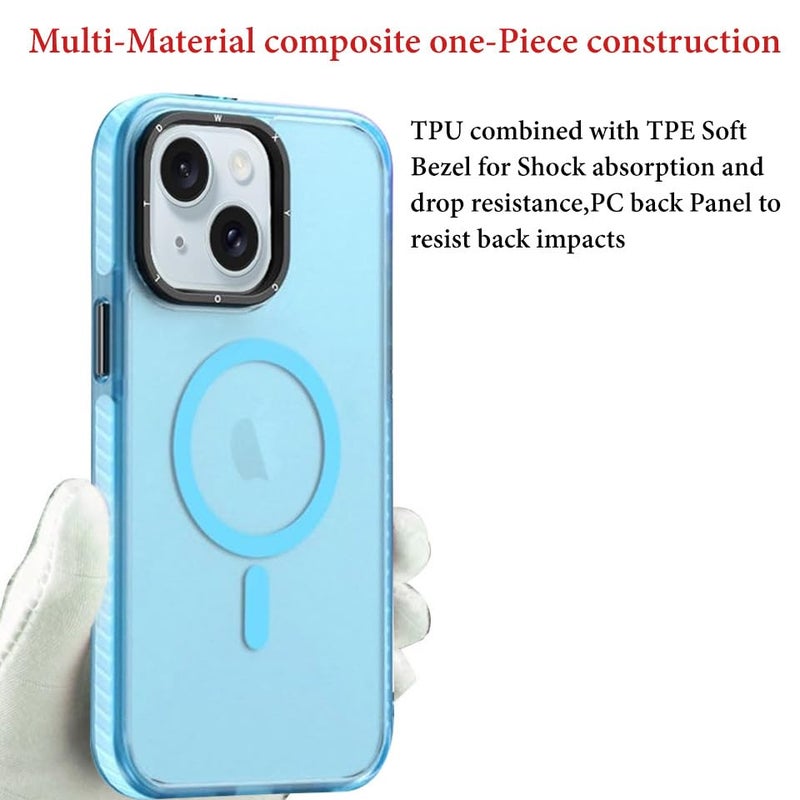 Mobistyle Silicone Designed For iPhone 15 Case, Compatible With Magsafe, Military Grade Drop Protective, Translucent Matte Back Cover Case For iPhone 15 6.1'' (Blue) - Image 5