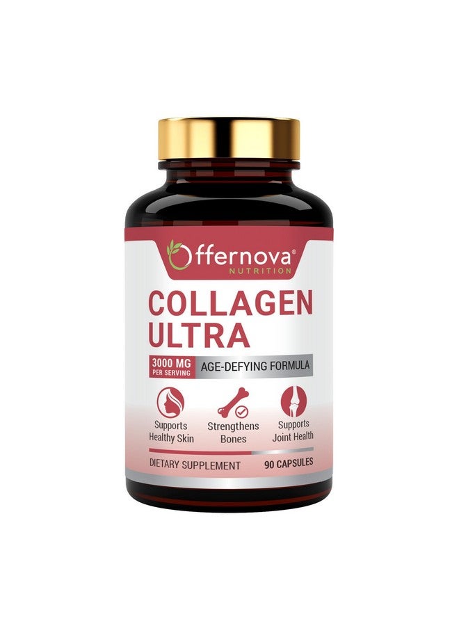 Offernova Collagen Ultra Hydrolyzed Collagen Supplements 3000Mg Anti Aging Bovine Collagen Peptides For Healthy Joints Bones Hair And Skin. Pastilla De Colageno Hidrolizado 90 Capsules - Image 1