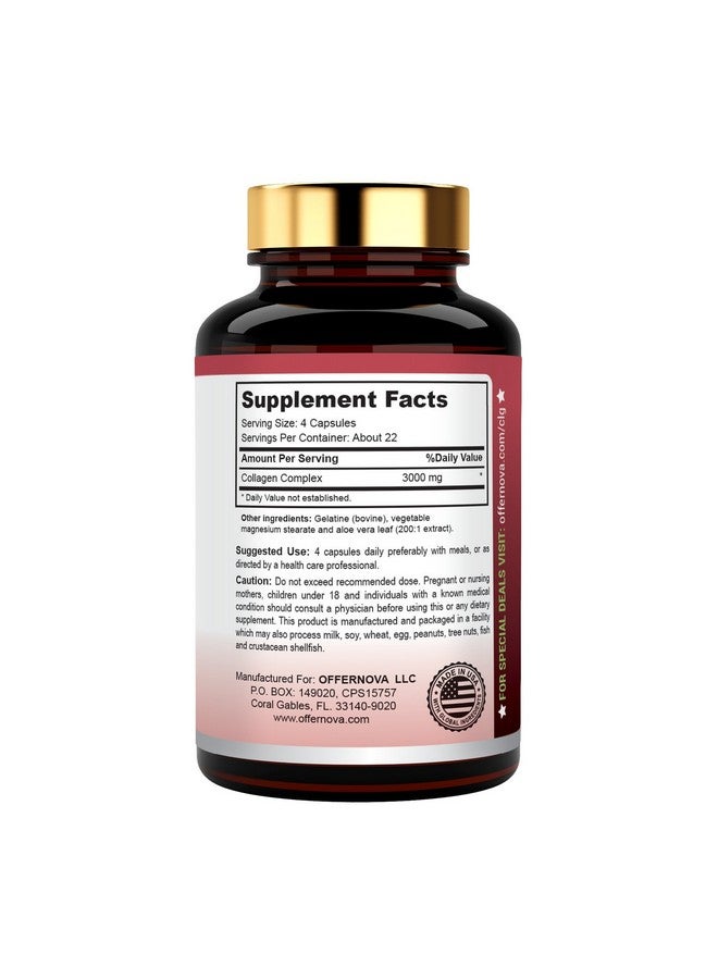 Offernova Collagen Ultra Hydrolyzed Collagen Supplements 3000Mg Anti Aging Bovine Collagen Peptides For Healthy Joints Bones Hair And Skin. Pastilla De Colageno Hidrolizado 90 Capsules - Image 4