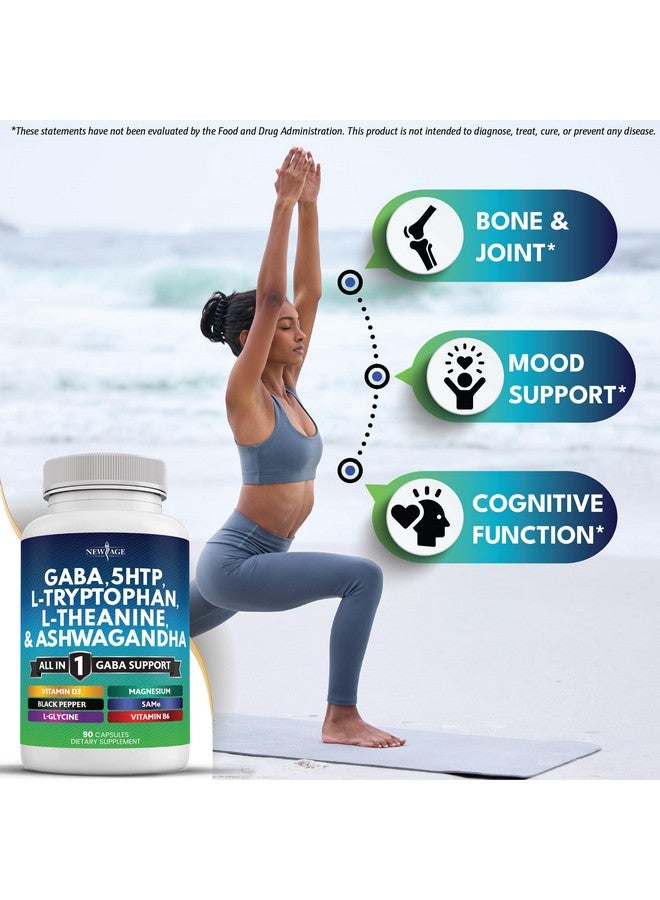 New Age NEW AGE GABA 750mg 5 HTP 200mg L Tryptophan 500mg L Theanine 200mg Ashwagandha SAM-e L-Glycine - Vitamins for Women and Men with L-Tyrosine 5-HTP (5-Hydroxytryptophan) - 180 Count  - Image 2