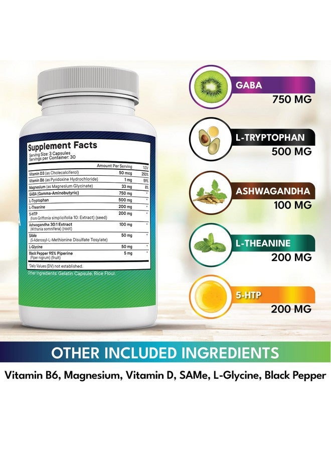 New Age NEW AGE GABA 750mg 5 HTP 200mg L Tryptophan 500mg L Theanine 200mg Ashwagandha SAM-e L-Glycine - Vitamins for Women and Men with L-Tyrosine 5-HTP (5-Hydroxytryptophan) - 180 Count  - Image 5