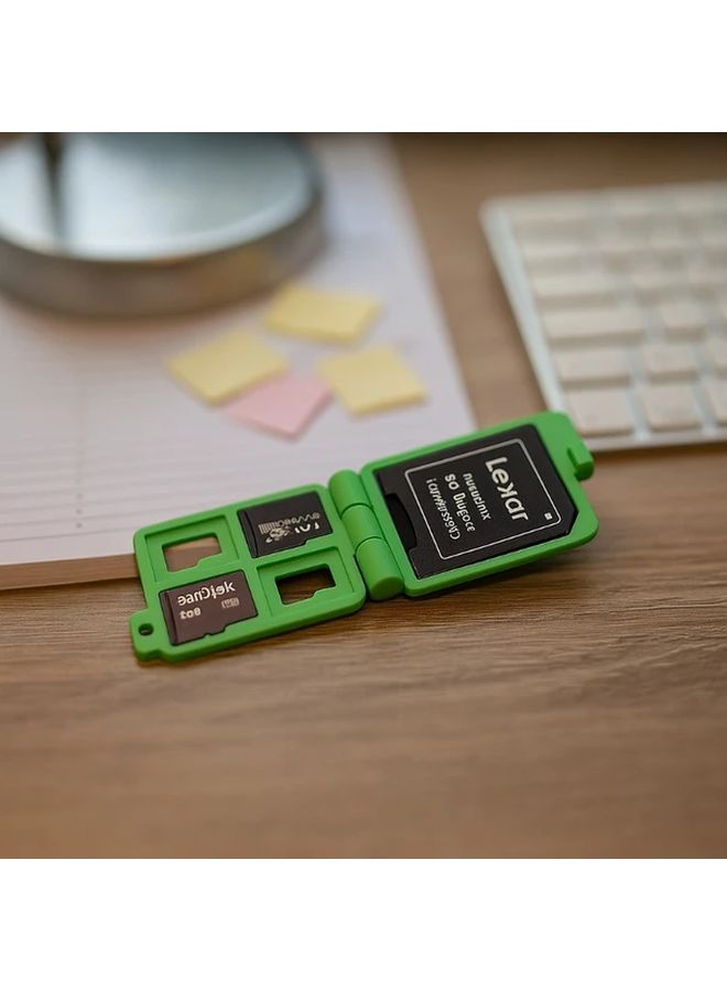 Green Micro SD Card Storage Case Scratch Resistant Compact Organizer for Phones Tablets Cameras - Image 2