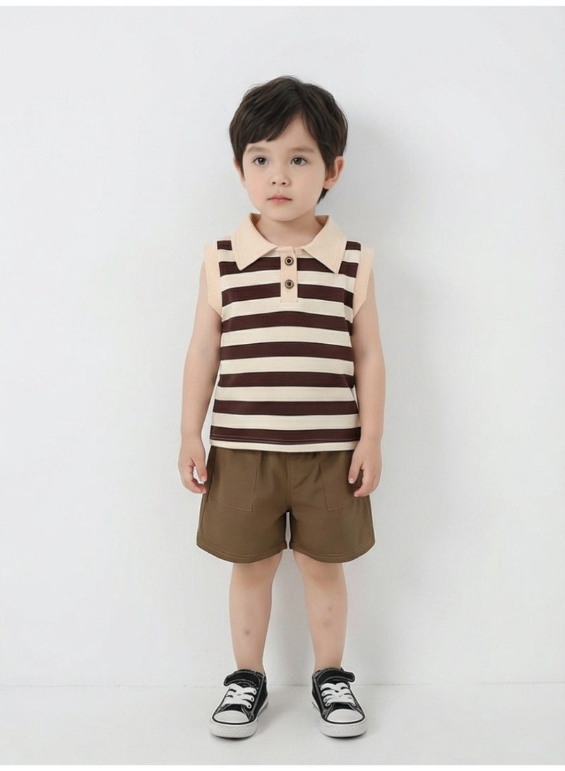 0-5 years old baby boy casual suits striped sleeveless polo shirt+shorts children's set fashionable pleasantly cool cotton - Image 4