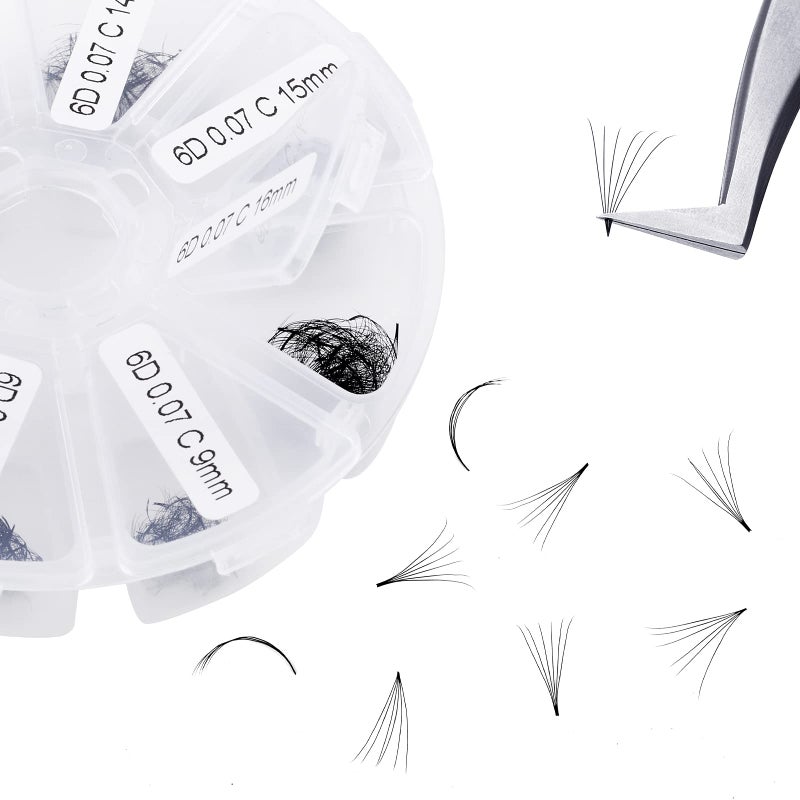 Premade Fans Short Stem 500 PCS 6D Eyelash Extensions 007mm CD Curl 916mm Mixed Length WENDY LASHES Russian Volume Premade Lash Extension 500PCS6D007D 916mm mixed tray