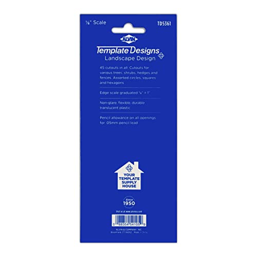 ALVIN, TD5361, Landscape Design Template, Drawing and Drafting Tool for Artists, Architects, Design and Drafting, 1/8 Inches Scale - Image 2