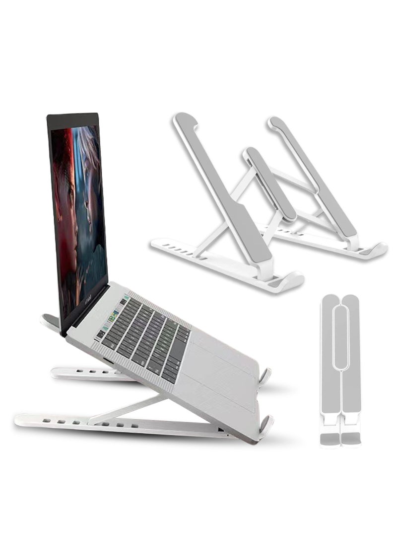 0TO1 TECH Laptop Stand 6-Speed Adjustable ABS Silicone Foldable Portable Laptop Stand for 10-15.6 ft Laptop White  - Image 1