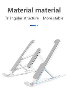 0TO1 TECH Laptop Stand 6-Speed Adjustable ABS Silicone Foldable Portable Laptop Stand for 10-15.6 ft Laptop White  - Image 3