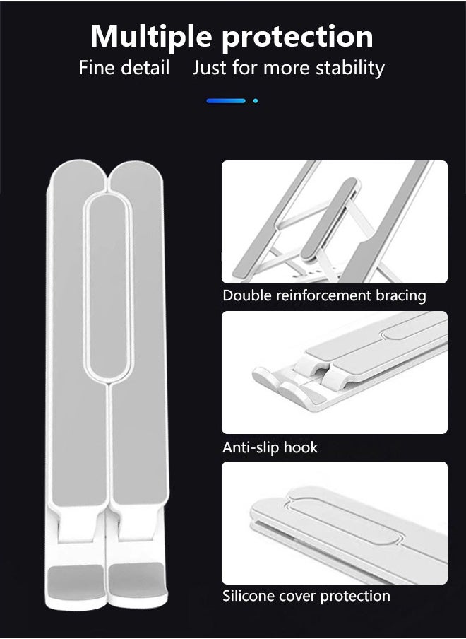 0TO1 TECH Laptop Stand 6-Speed Adjustable ABS Silicone Foldable Portable Laptop Stand for 10-15.6 ft Laptop White  - Image 4