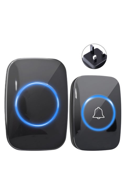 Wireless Doorbell, Waterproof Doorbell,  Receivers and Transmitter with LED Display, 3 Volume Levels, 38 Tones, Suitable for Home, Office, Hotel, Building, University Dormitory