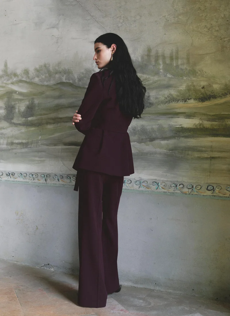 مانجو Double-Breasted Belted Suit Blazer