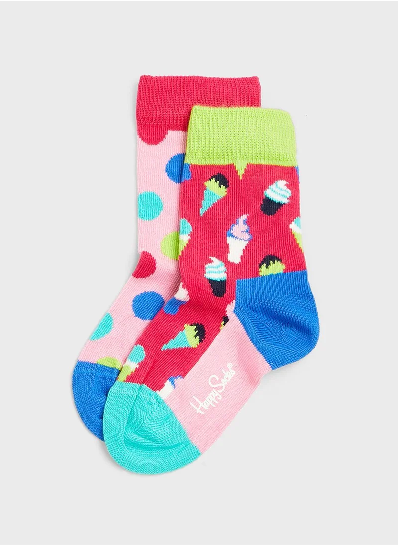 Happy Socks Kids 2 Pack Dots Socks