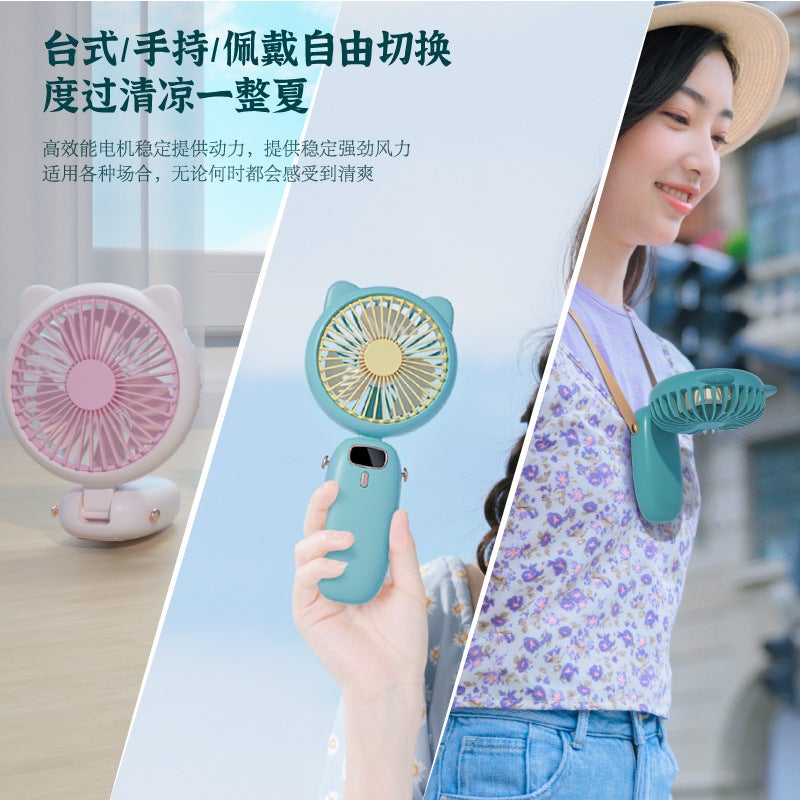 Hand-Held Small Fan Mini Portable Outdoor Hand-Held Small Electric Fan Home Desktop Light Sound Electric Fan - Image 5