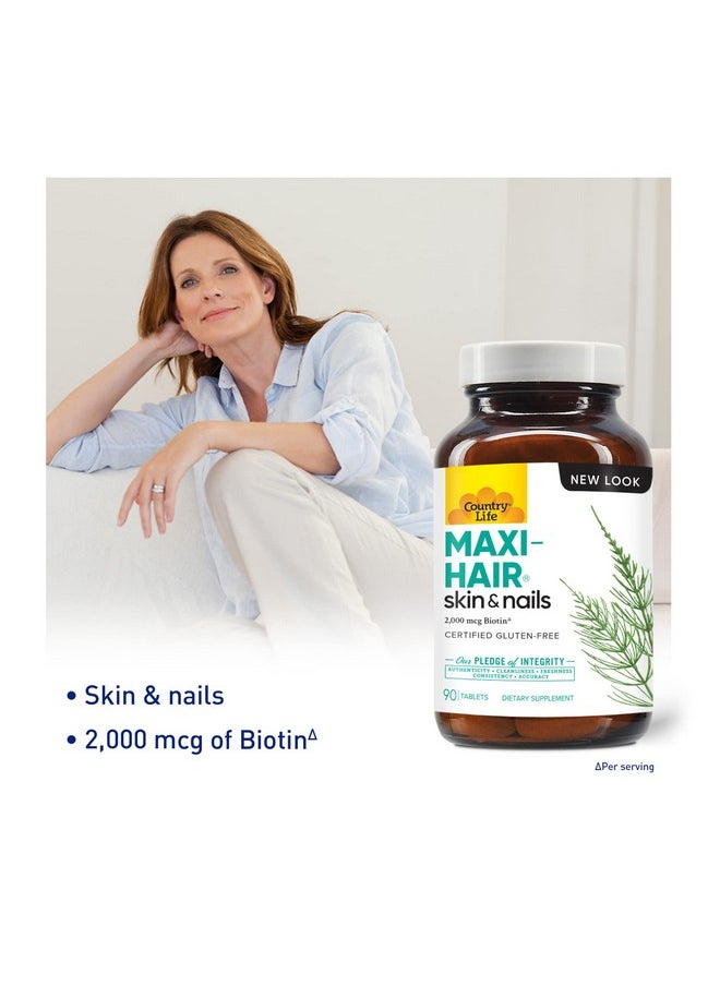 Country Life Maxihair With 2000Mcg Of Biotin Nourishes Hair Skin And Nails 90 Tablets Certified Gluten Free Certified Vegetarian  - Image 5