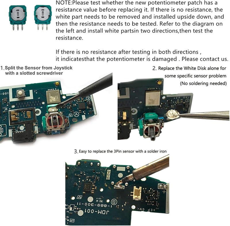اونيهن 20 قطعة استبدال مستشعر مقاومة متغيرة (Trimmer Potentiometer) لأجهزة Xbox One وPS3 وPS4 وSwitch Pro، وأجزاء إصلاح الحشية لعصا التحكم التناظرية (Thumb Stick Analog Joystick) - Image 2