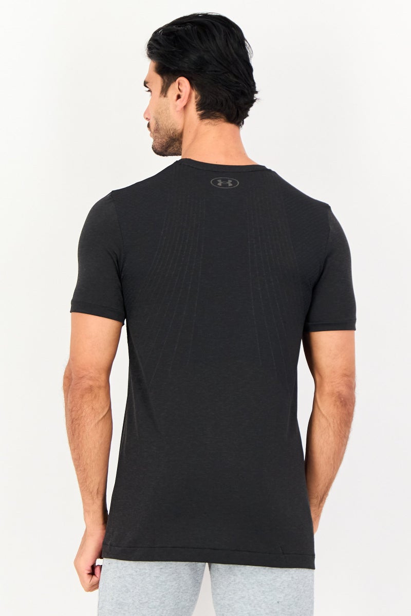 UNDER ARMOUR Men Fitted Short Sleeves Training T-Shirt, Heather Black - Image 3