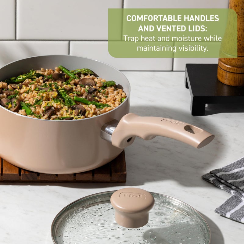 T-Fal Refresh Ceramic Nonstick Cookware Set, 20-Piece, Oven Safe to 350Â°F, Stockpot, Ceramic Pots and Pans Set, Frying Pans, Griddle, Utensils, Mint Green - Image 5