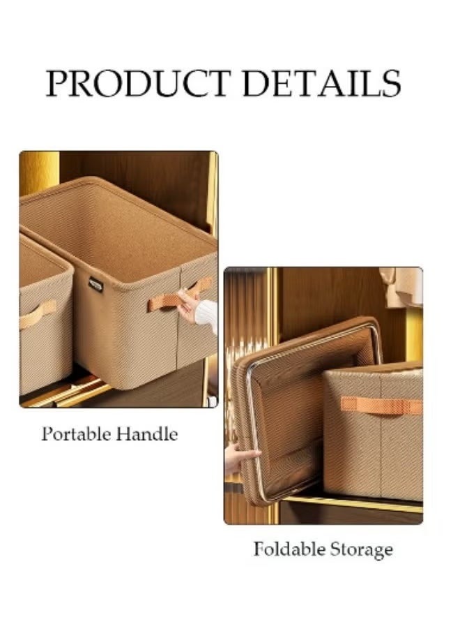 2PCS Clothes organizer foldable wardrobe storage organizer for clothes jeans, washable cabinet storage box with handle, steel frame reinforcement.