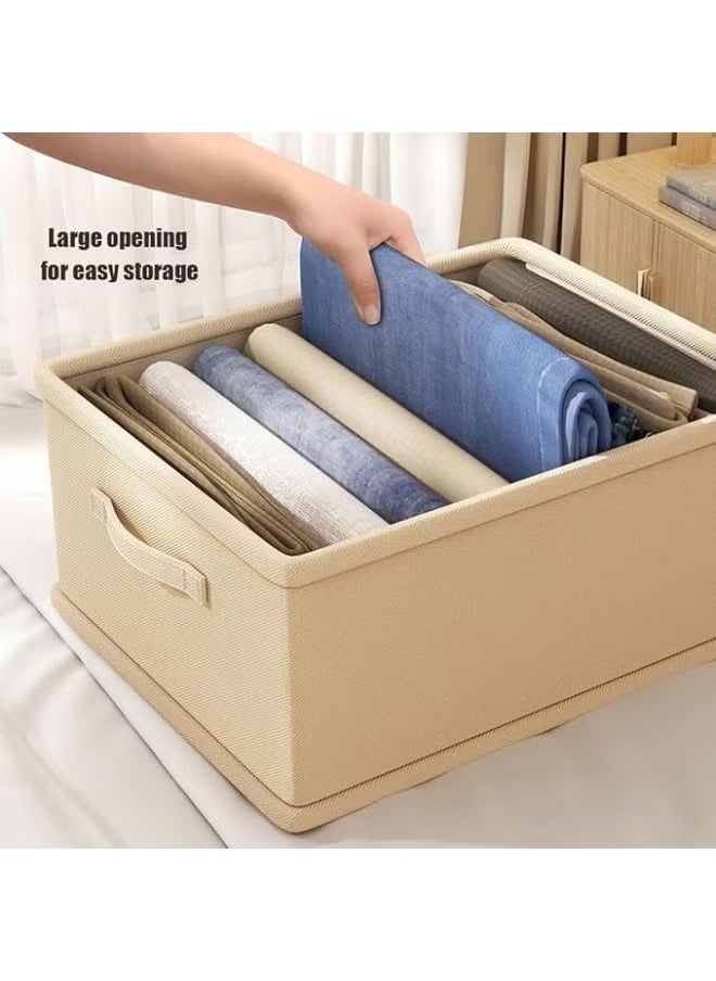 2PCS Clothes organizer foldable wardrobe storage organizer for clothes jeans, washable cabinet storage box with handle, steel frame reinforcement.