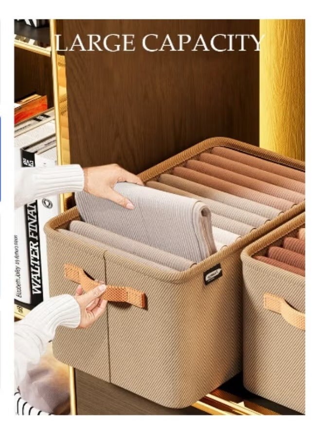 2PCS Clothes organizer foldable wardrobe storage organizer for clothes jeans, washable cabinet storage box with handle, steel frame reinforcement.