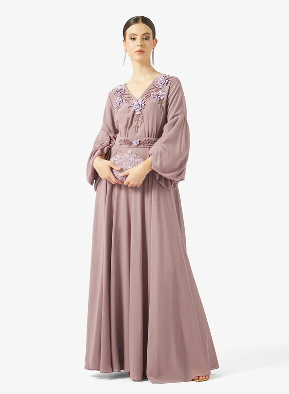 AINA Regal Embroidered Cape Kaftan-Dress