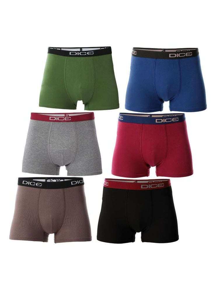 DICE Pack of 6 Comfort Cotton Plain Boxer for Men - Image 1