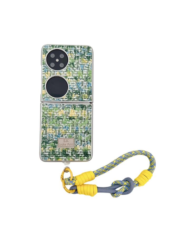 Zaboon Case For Huawei Pocket 2 Illusory Color Weaving Texture Phone Case with Color Strap - Image 1