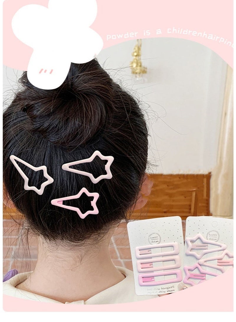 Layali 15-Piece Pink Gradient Star Heart Hairpin, Side Clip Bangs Clip - Image 4