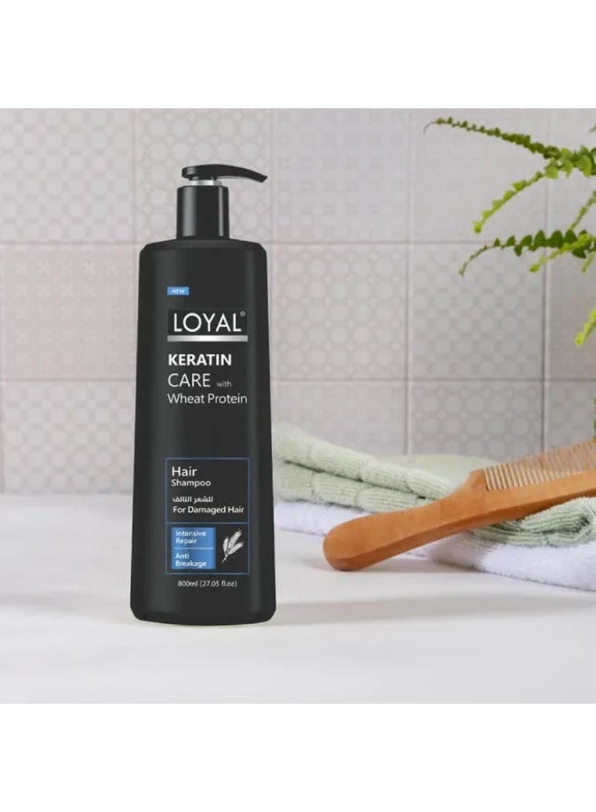 لويال شامبو كيراتين كير مع بروتين القمح للشعر التالف، ناعم وحريريّ، عناية يومية 800 مل - Image 2