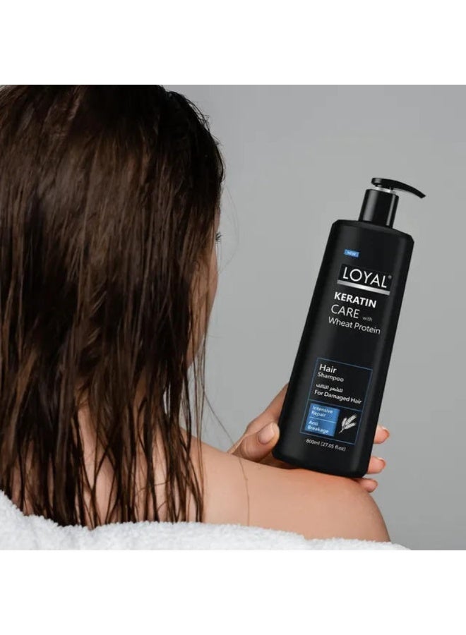 لويال شامبو كيراتين كير مع بروتين القمح للشعر التالف، ناعم وحريريّ، عناية يومية 800 مل - Image 3