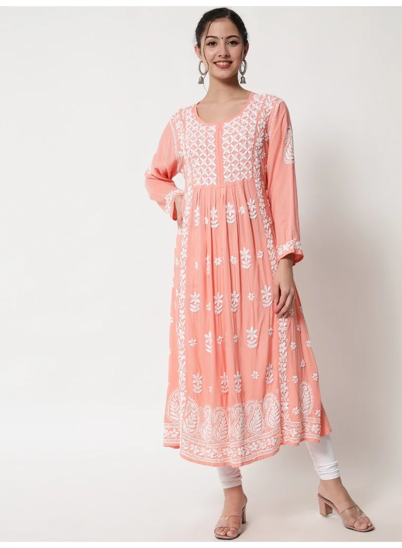 Alaya Women Hand Embroidered Chikankari Cotton Kurta-AL3549