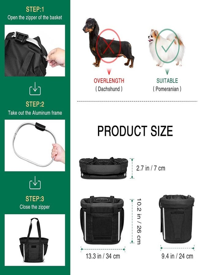 ANZOME Dog Bike Basket, Folding Front Pet Carrier for Small Dogs Cats Up to 11 lbs, Quick-Release Bicycle Basket with Safety Tether, Fits Mountain City Cruiser Bikes, Detachable Handlebar Bag - Image 5