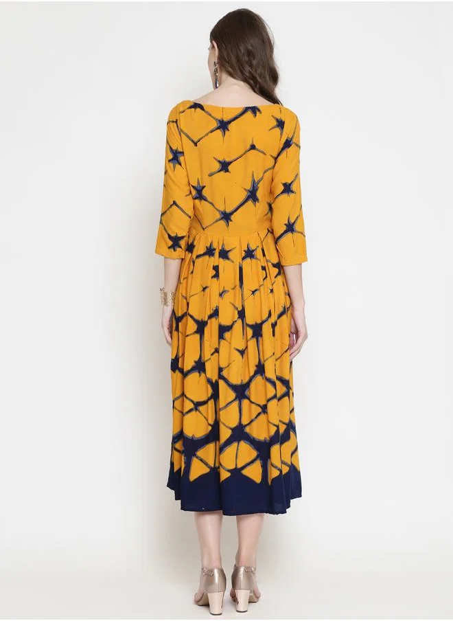 Sera Tie-Dye Print A-Line Midi Dress by Styli