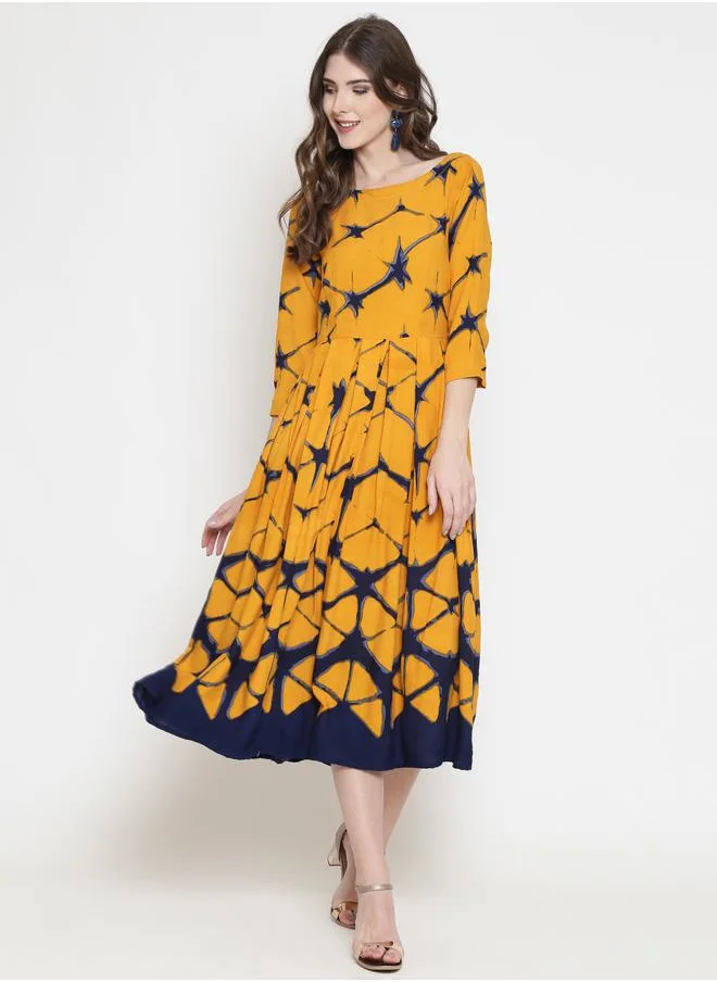 Sera Tie-Dye Print A-Line Midi Dress by Styli
