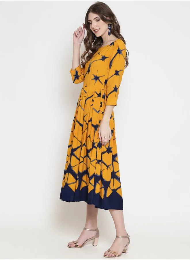 Sera Tie-Dye Print A-Line Midi Dress by Styli