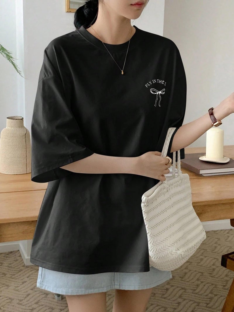 SXV STYLE Unisex Cotton 'Fly in The Sky' Printed Cool Aesthetic Oversized Baggy T-Shirt (in, Alpha, XL, Regular, Black) - Image 4