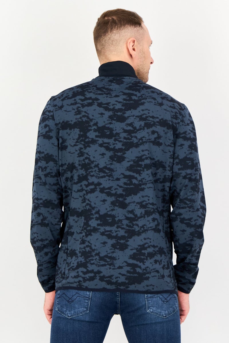 Lyle & Scott Men Mock Neck Camouflage Sweatshirt, Navy - Image 4