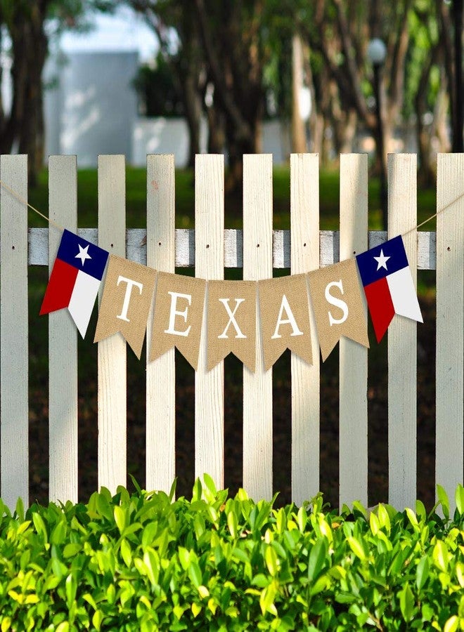 Rainlemon Jute Burlap Texas Lone Star State Flag Banner for Garden Fence,Fireplace Mantel Decoration - Image 3
