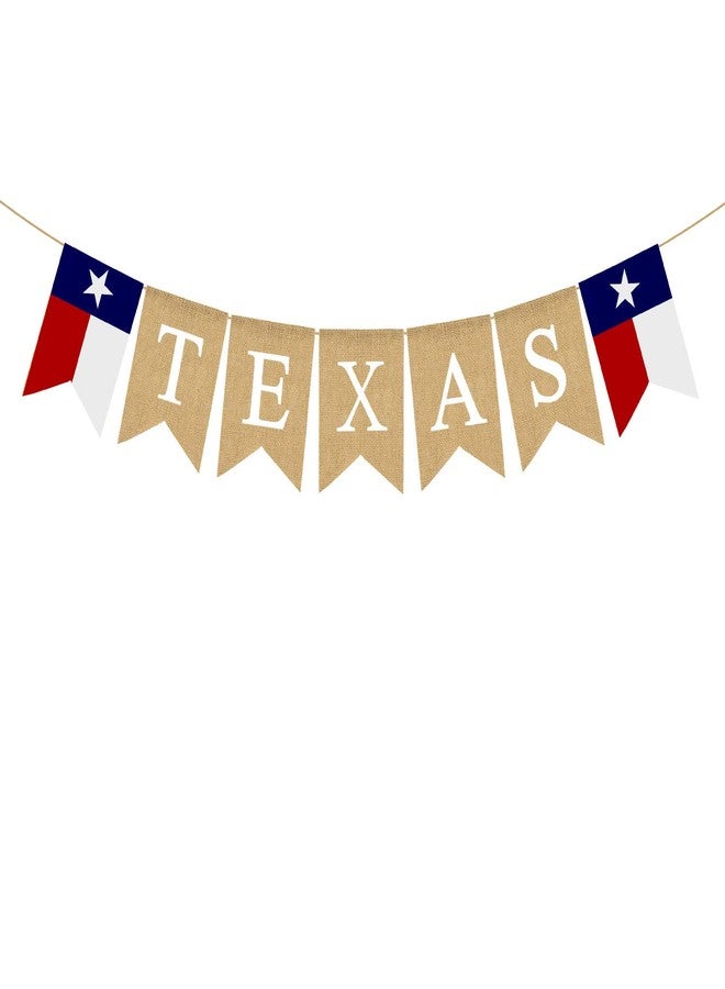 Rainlemon Jute Burlap Texas Lone Star State Flag Banner for Garden Fence,Fireplace Mantel Decoration - Image 1