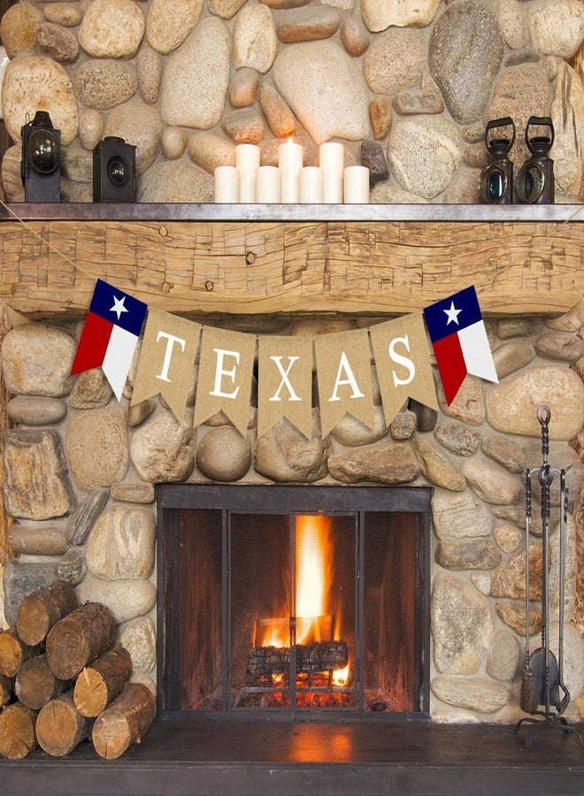 Rainlemon Jute Burlap Texas Lone Star State Flag Banner for Garden Fence,Fireplace Mantel Decoration - Image 5