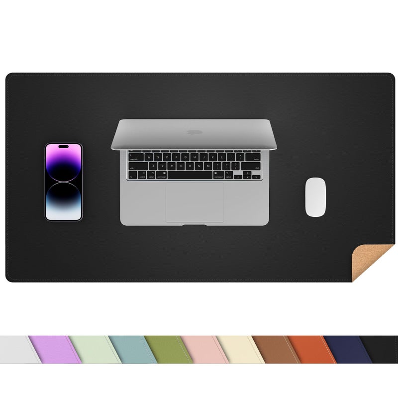 AFIING Leather Desk Pad Protector, Office Desk Mat, Large Mouse Pad, Desk mat for Keyboard and Mouse, Laptop Desk Pad, Waterproof Desk Writing Pad for Office and Home (Black, 23.6" x 13.7") - Image 1