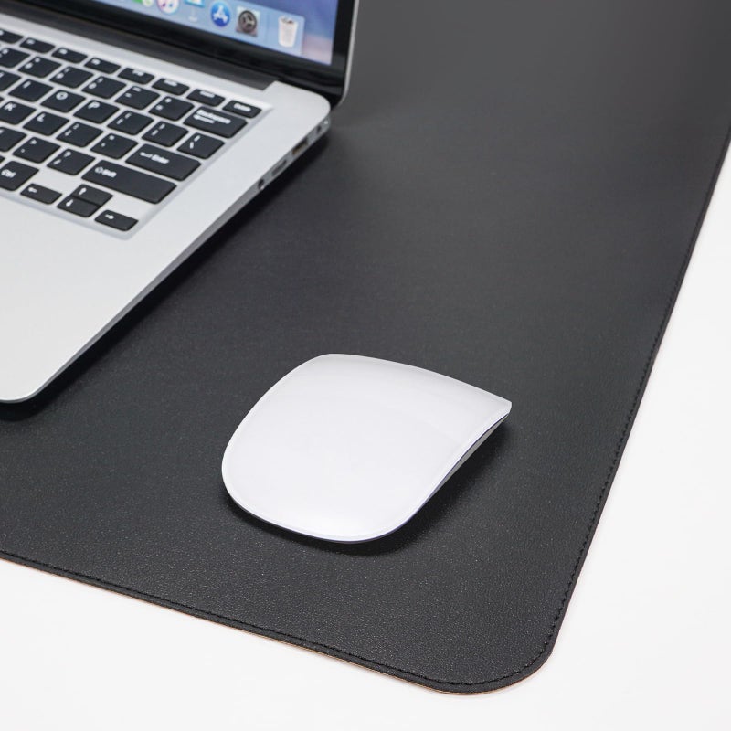 AFIING Leather Desk Pad Protector, Office Desk Mat, Large Mouse Pad, Desk mat for Keyboard and Mouse, Laptop Desk Pad, Waterproof Desk Writing Pad for Office and Home (Black, 23.6" x 13.7") - Image 2