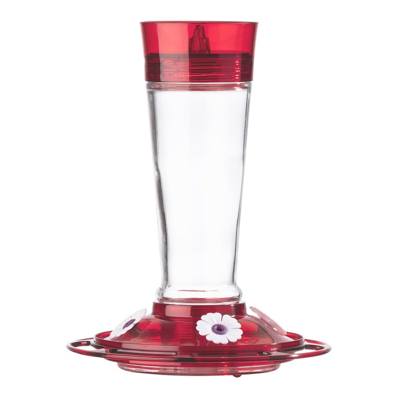 More Birds Bird Health+ Ruby Hummingbird Feeder, Glass Hummingbird Feeders for Outdoors, 4 Feeding Stations, 10 Ounces, Ruby Red - Image 1
