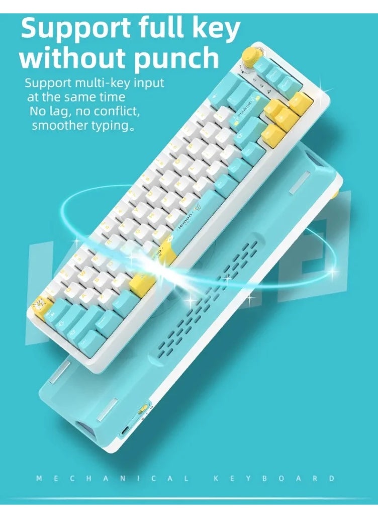 Generic - Captor KT68 RGB Gaming Mechanical Keyboard - HotSwappable Sea Salt Switch Linear - PBT Keycaps - Volume Knob - Image 1