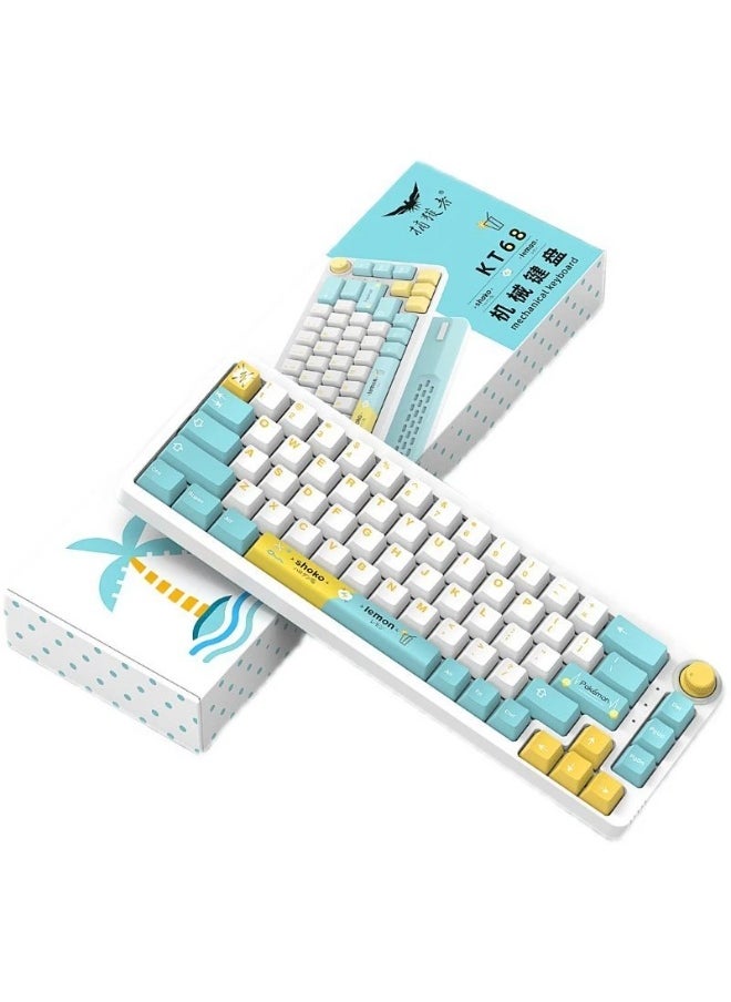 Generic - Captor KT68 RGB Gaming Mechanical Keyboard - HotSwappable Sea Salt Switch Linear - PBT Keycaps - Volume Knob - Image 1