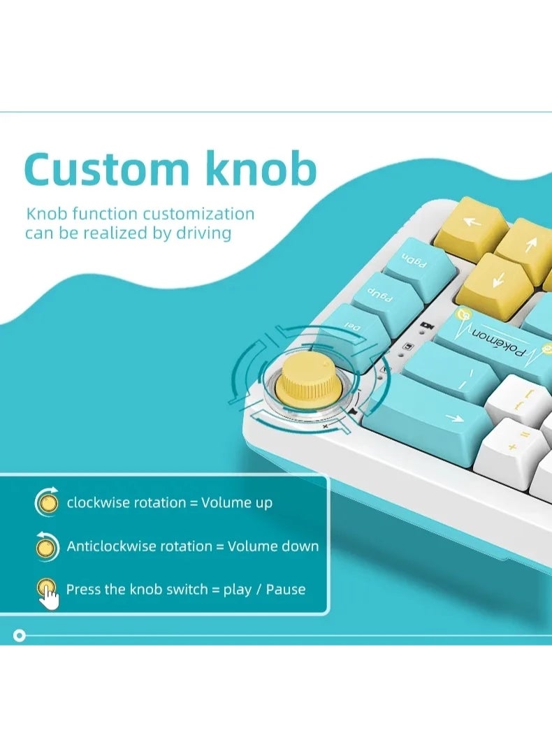 Generic - Captor KT68 RGB Gaming Mechanical Keyboard - HotSwappable Sea Salt Switch Linear - PBT Keycaps - Volume Knob - Image 1