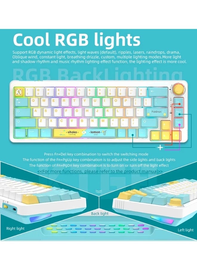 Generic - Captor KT68 RGB Gaming Mechanical Keyboard - HotSwappable Sea Salt Switch Linear - PBT Keycaps - Volume Knob - Image 1