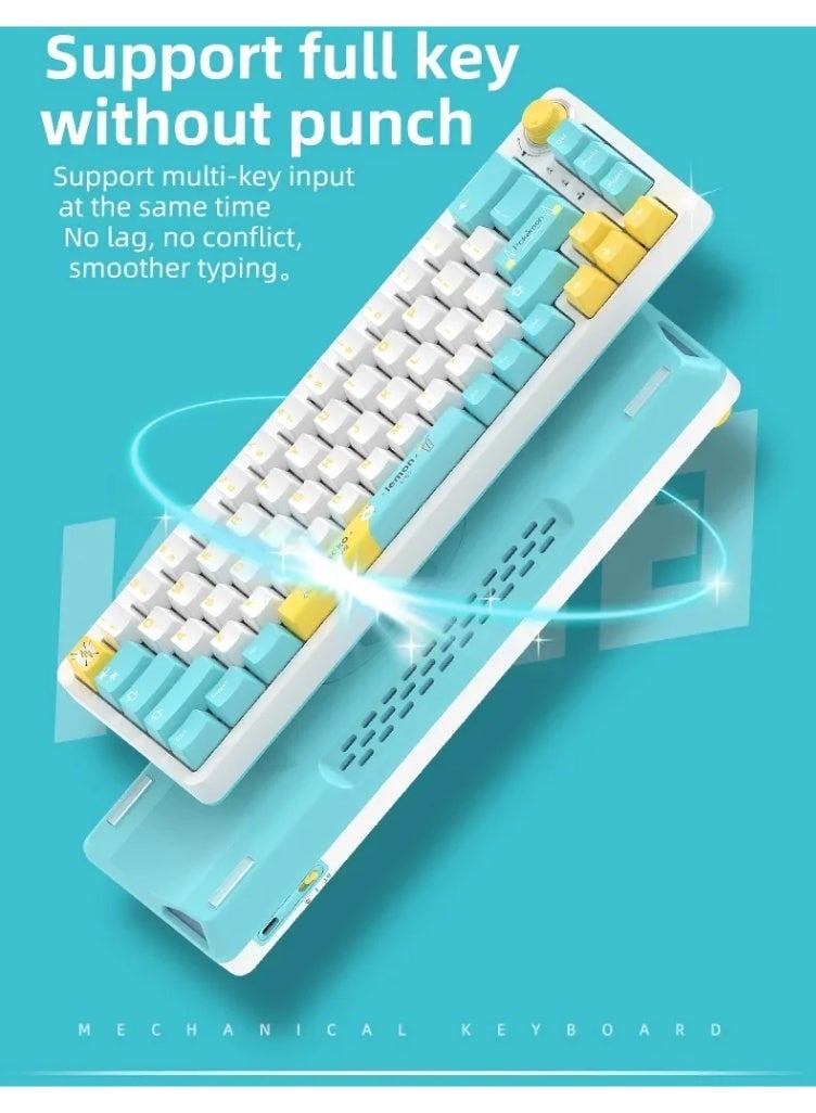 Captor KT68 RGB Gaming Mechanical Keyboard - HotSwappable Sea Salt Switch Linear - PBT Keycaps - Volume Knob - Image 3