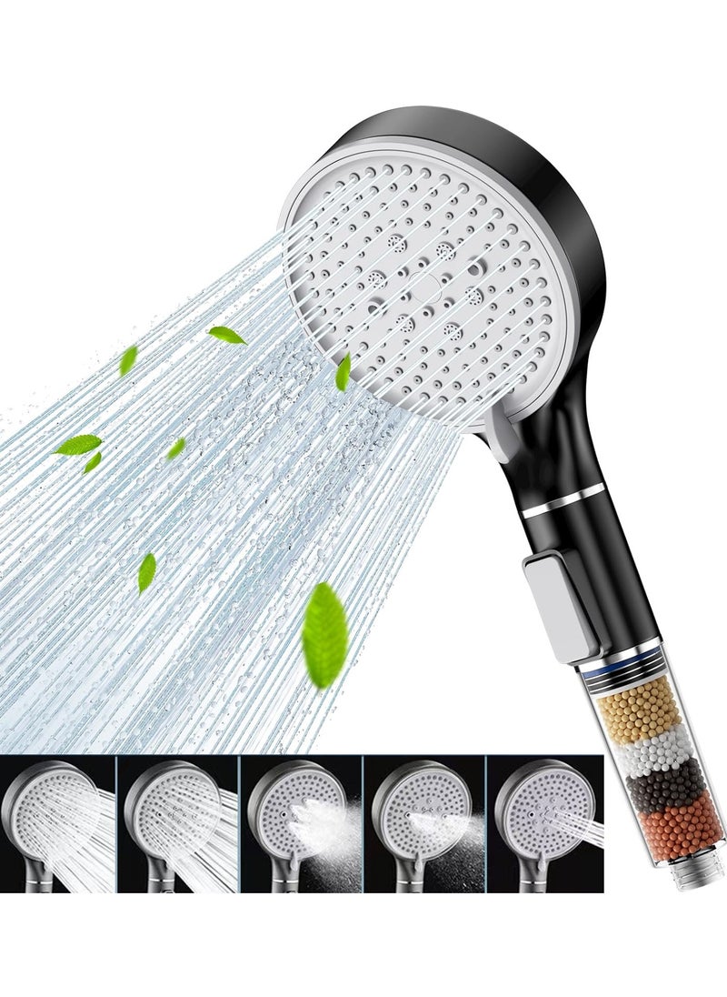 JUFU JUFU Filtered Shower Head with Handheld - High Pressure ShowerHead with Filters for Hard Water - Reduces Dry Itchy Skin, Easy Instal, 5 Modes, Water Saving, Durable, Detachable anti blocking  - Image 1